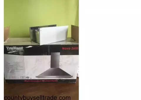 Kitchen range hood; vent, Stainless, NEW 36", wall mount